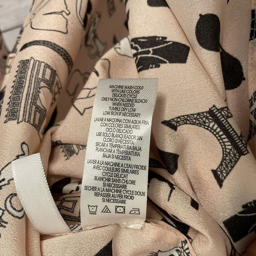 Karl Lagerfeld Cat Paris Eiffel Tower Print Button Up Shirts Blouse Women Size M - Picture 4 of 11